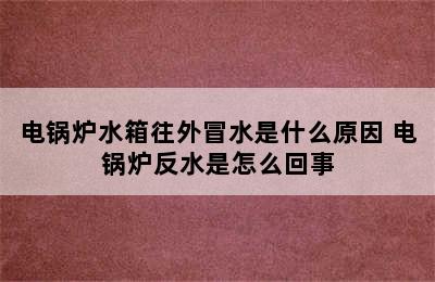 电锅炉水箱往外冒水是什么原因 电锅炉反水是怎么回事